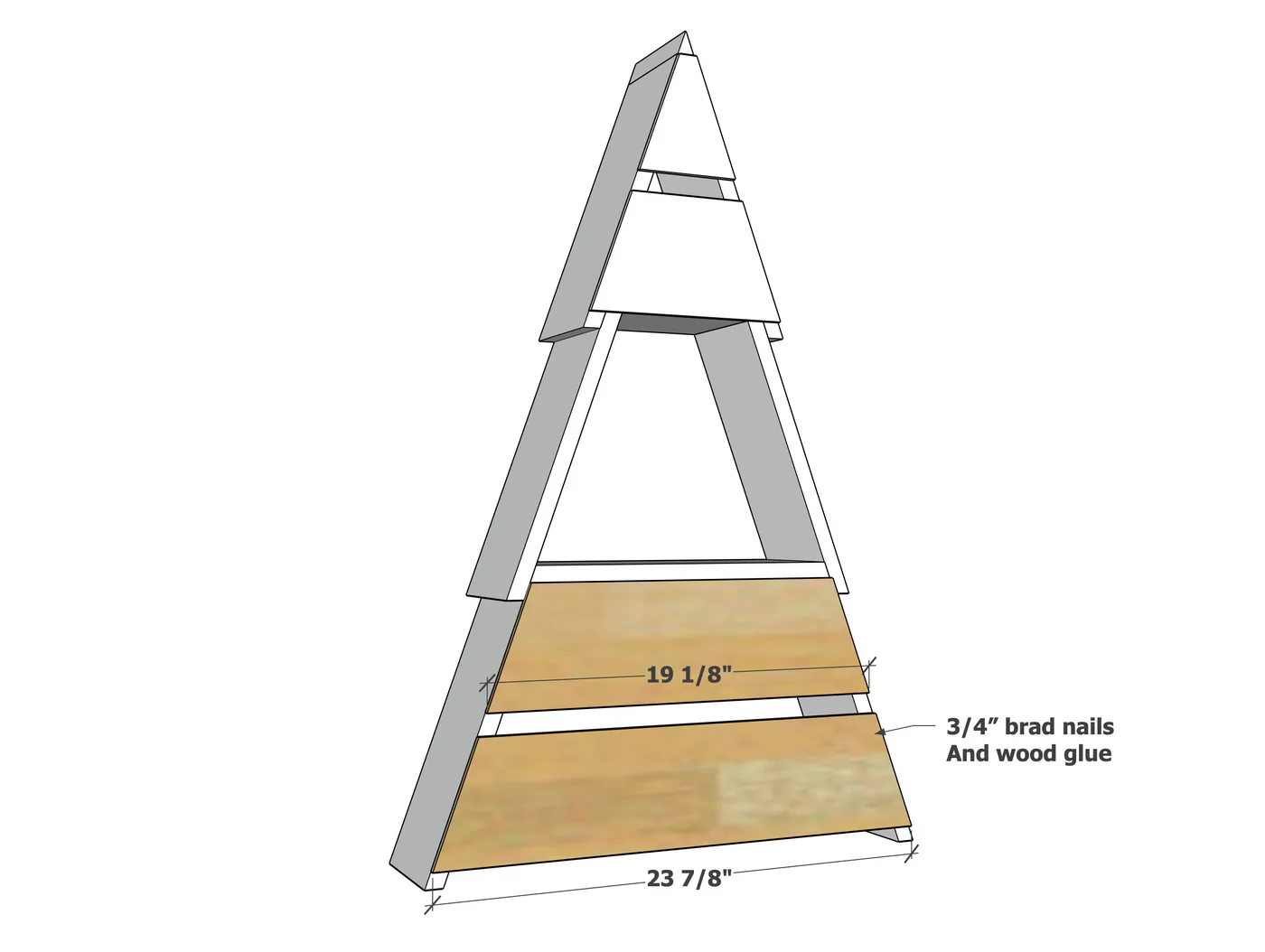 Collapsible Standing Wood Christmas Tree Shelf, step 5