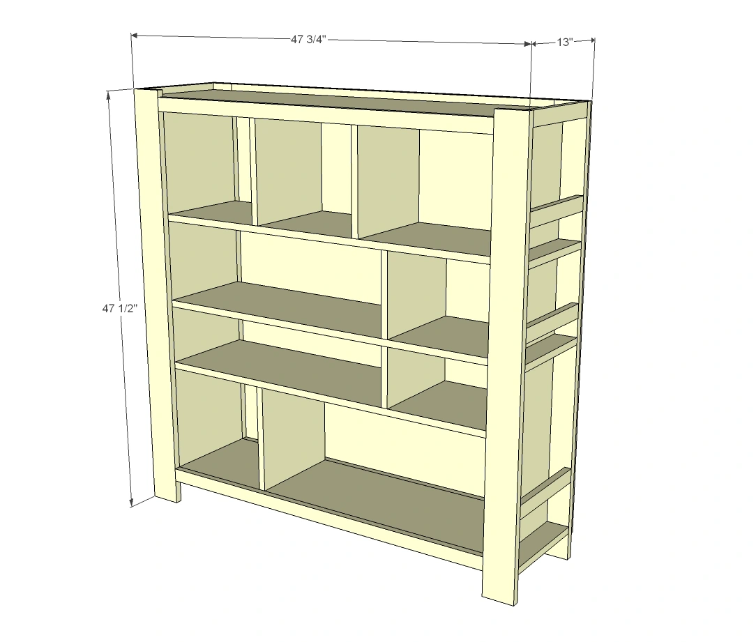 Compartment Depot Bookshelf dimension diagram 1