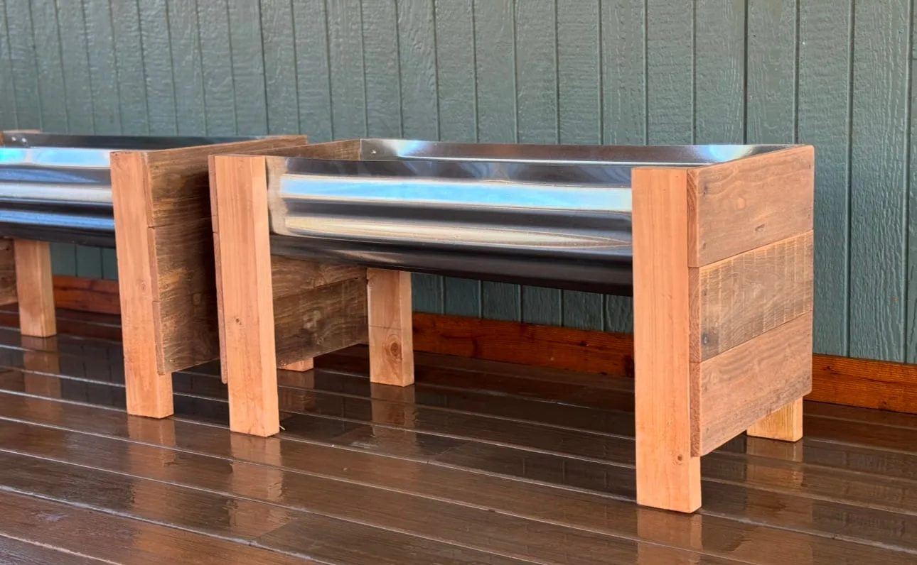 Corrugated Metal Raised Planter