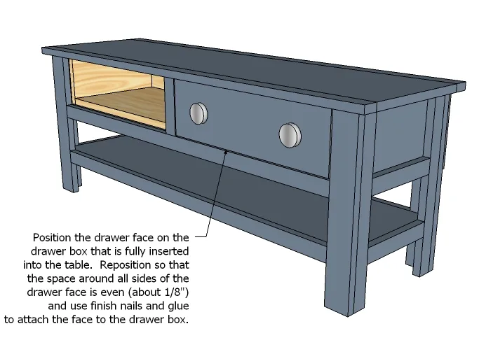 Cottage Media Console or Narrow Coffee Coffee Table, step 12