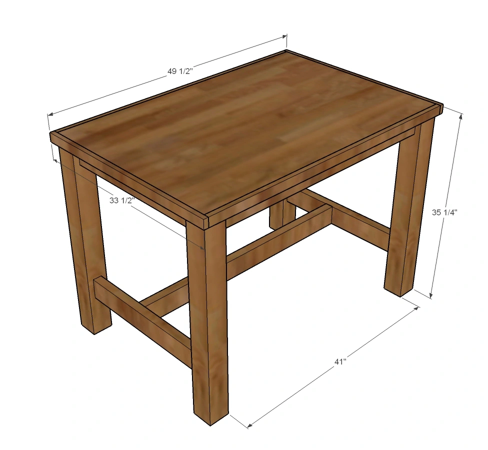 Counter Height Farmhouse Table for Four dimension diagram 1