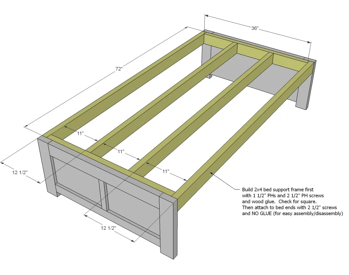 Daybed with Storage Trundle Drawers, step 3
