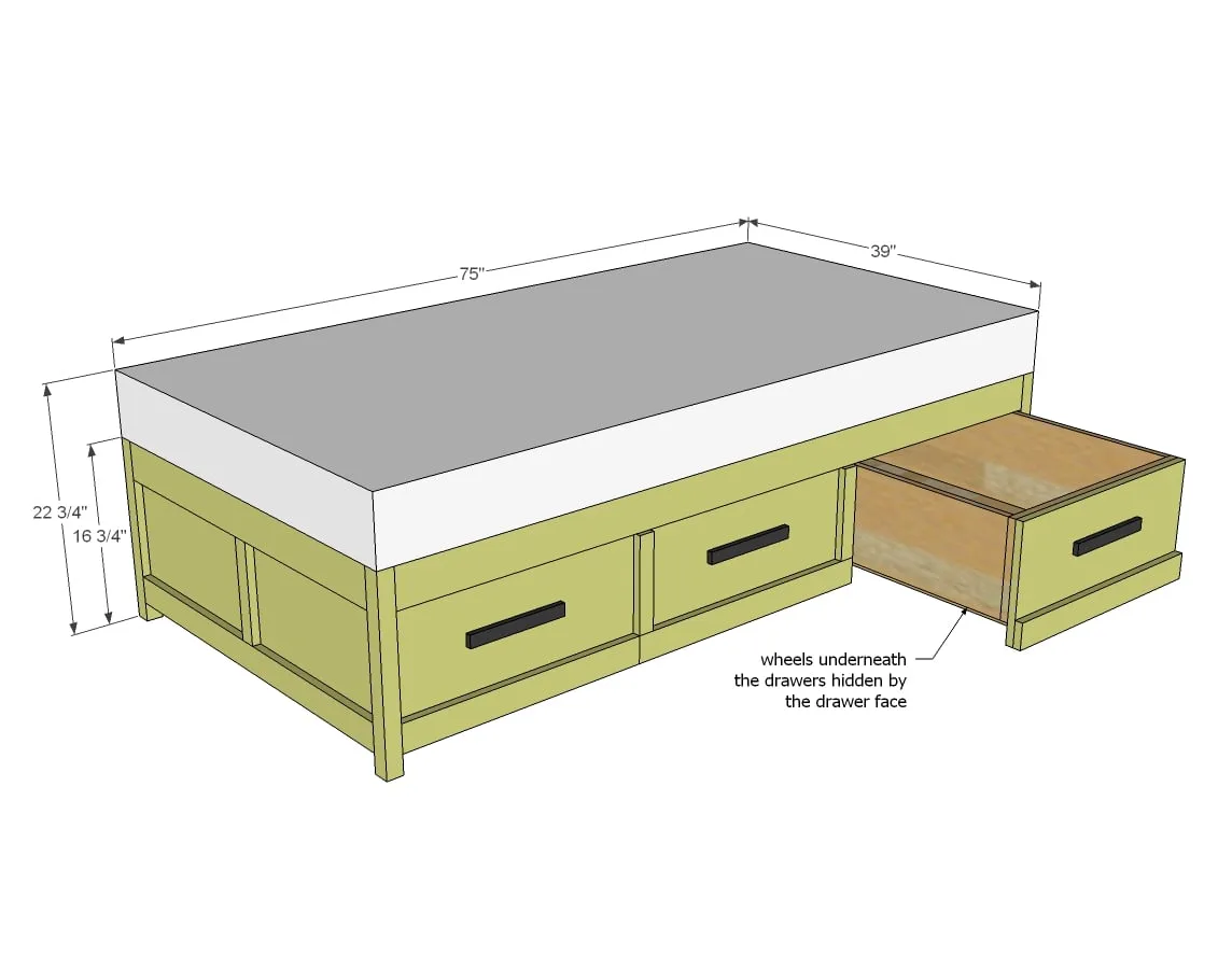 Daybed with Storage Trundle Drawers, step 6