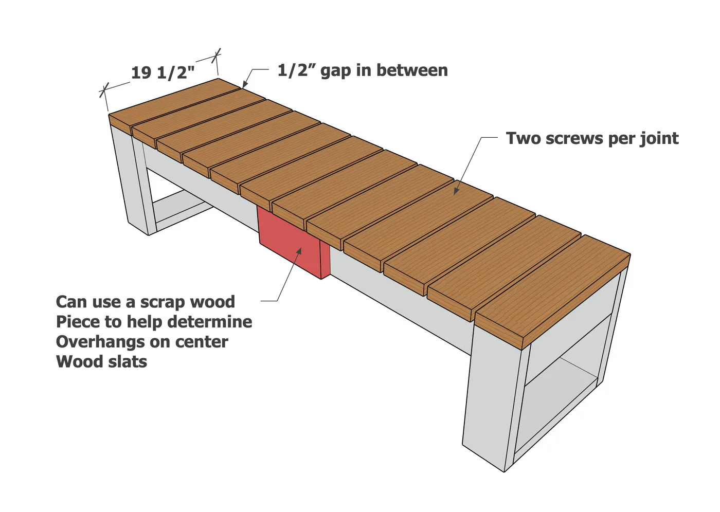 2x6 Slat Top Bench, step 4