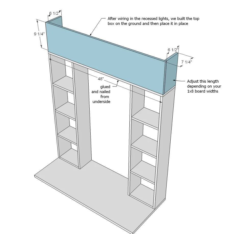 Bath Vanity Hutch with Recessed Lights, step 4