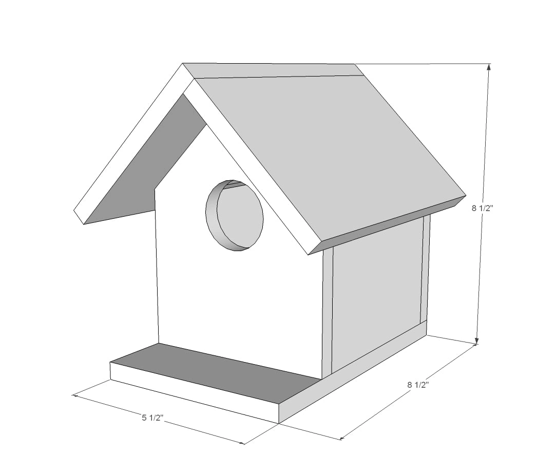 Birdhouse from One Cedar Fence Picket dimension diagram 1