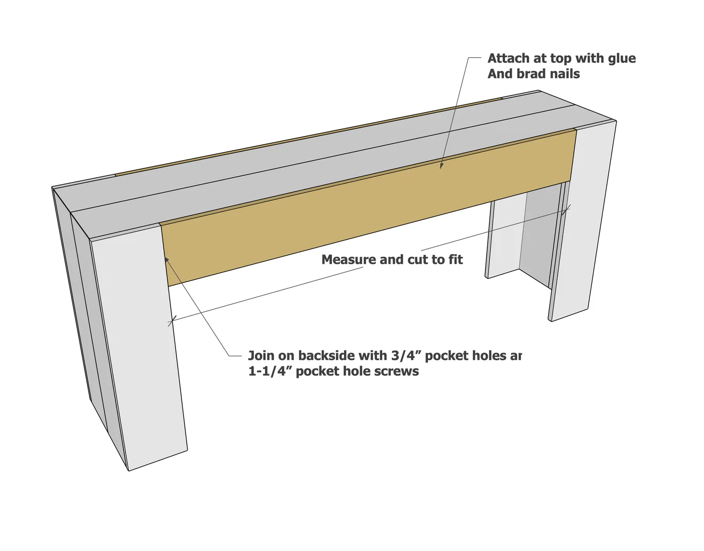 Dovetail Beam Console Table, step 4