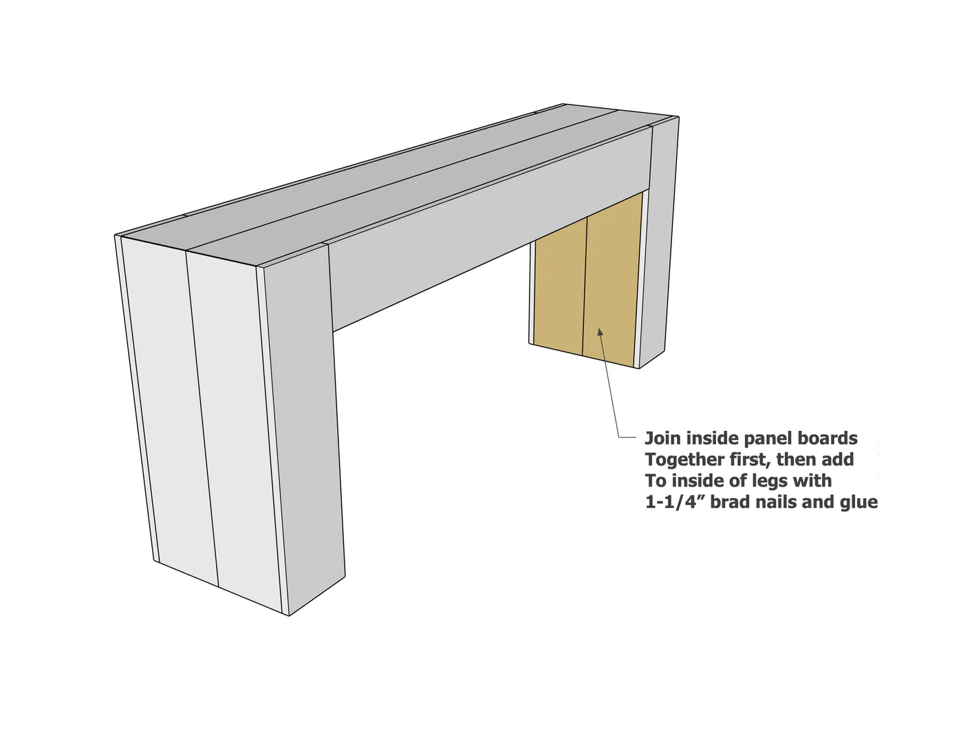 Dovetail Beam Console Table, step 5
