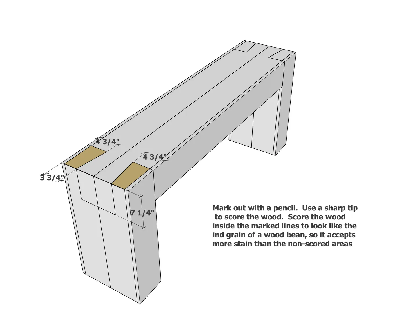 Dovetail Beam Console Table, step 6