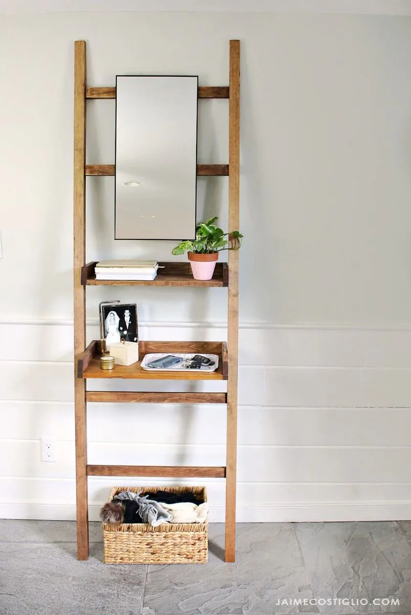 Leaning Shelf with Mirror