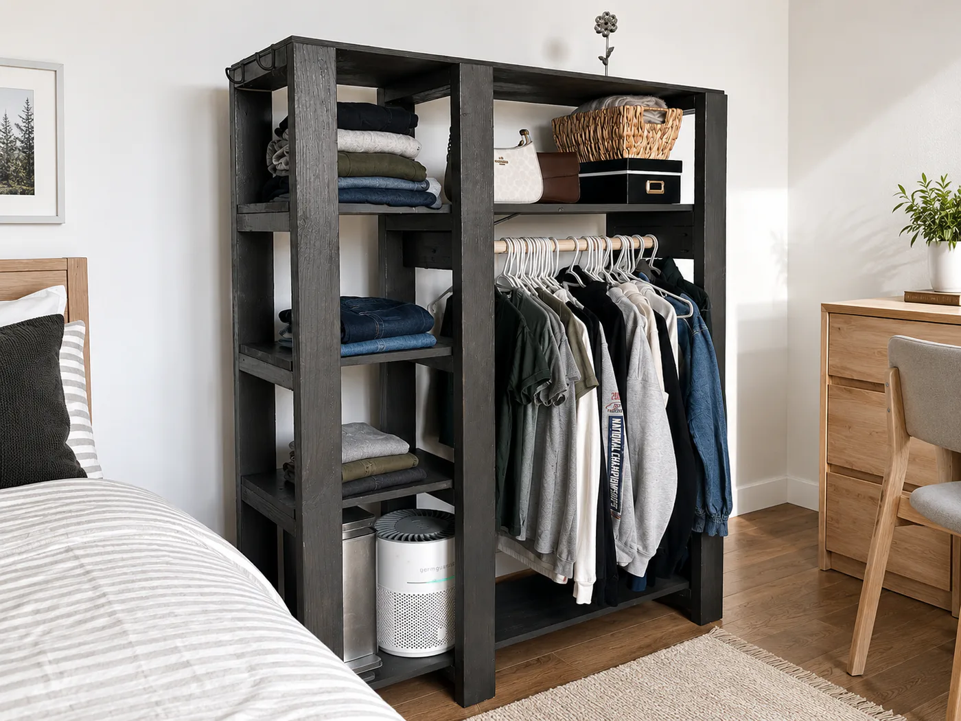 Open Wardrobe Closet with Shelves