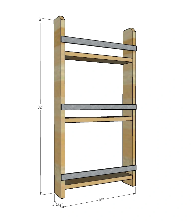 Pipe Rail Hanging Organizer dimension diagram 1