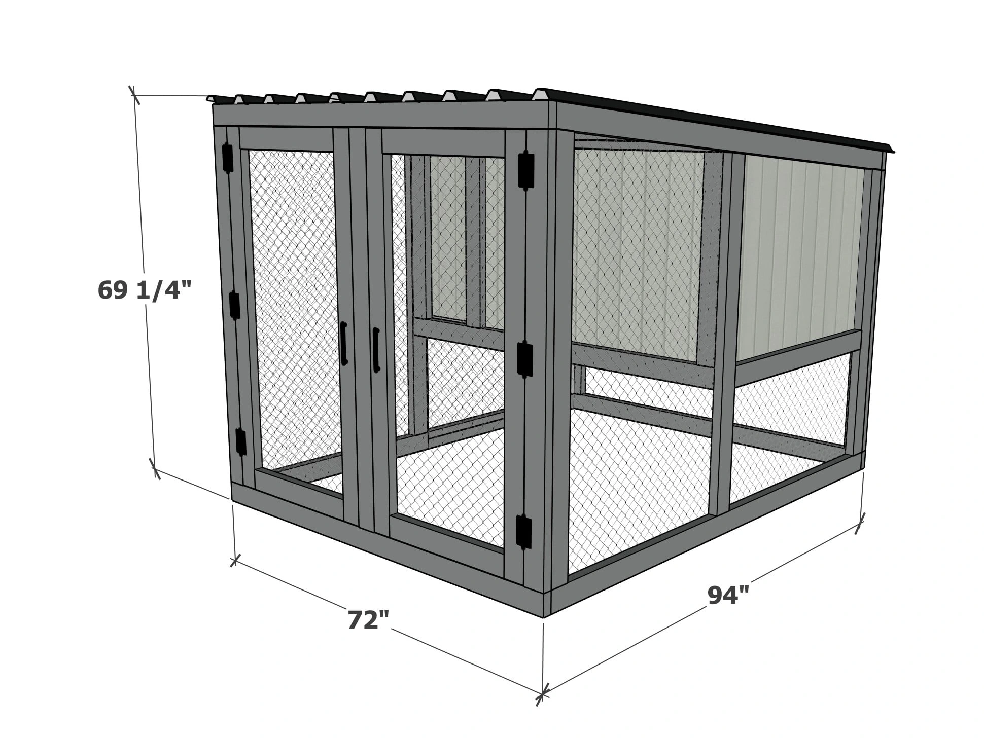 Double Wide Modern Chicken Coop dimension diagram 1