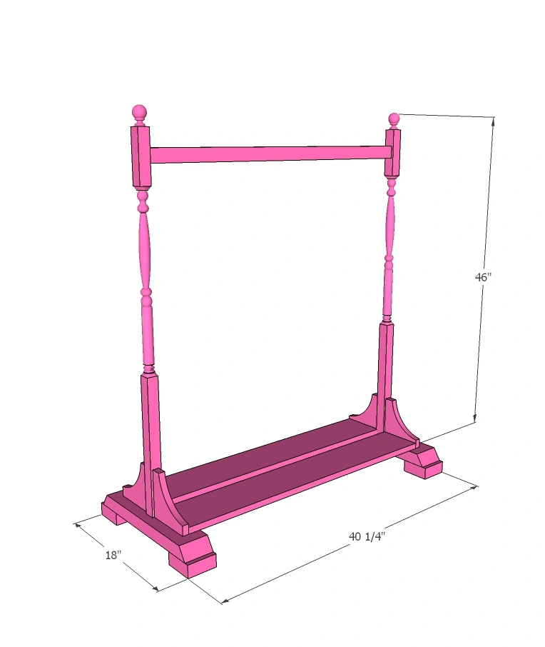 Dress Up Closet from Stair Spindles dimension diagram 1