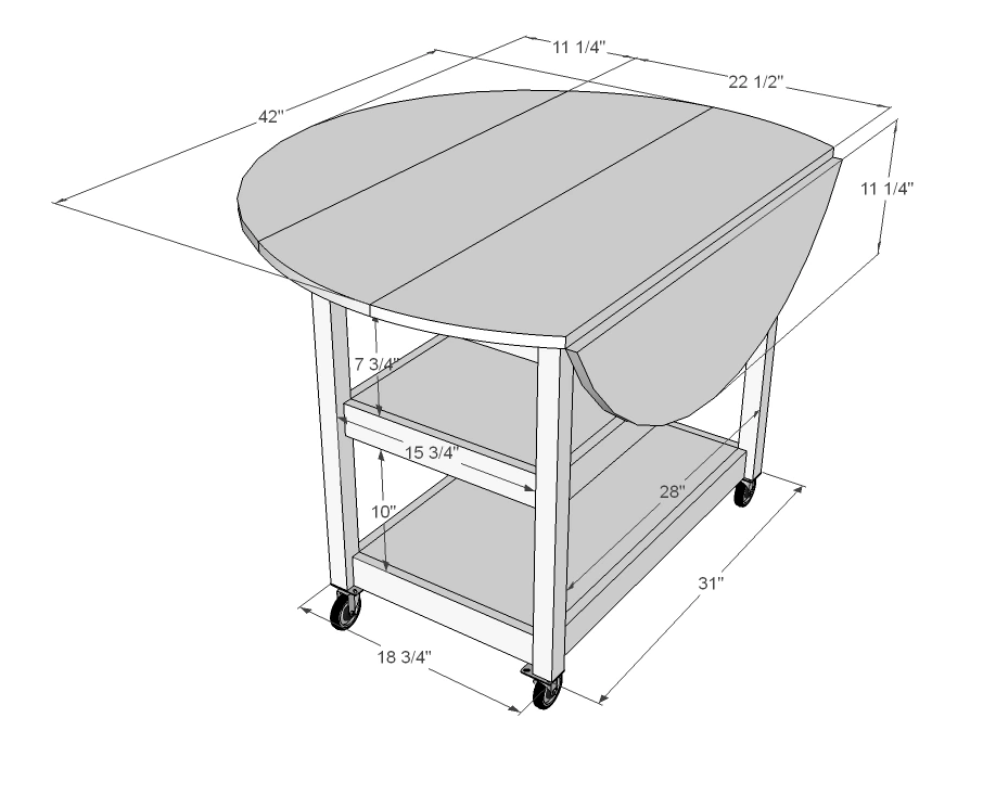 Drop Leaf Round Storage Table dimension diagram 1