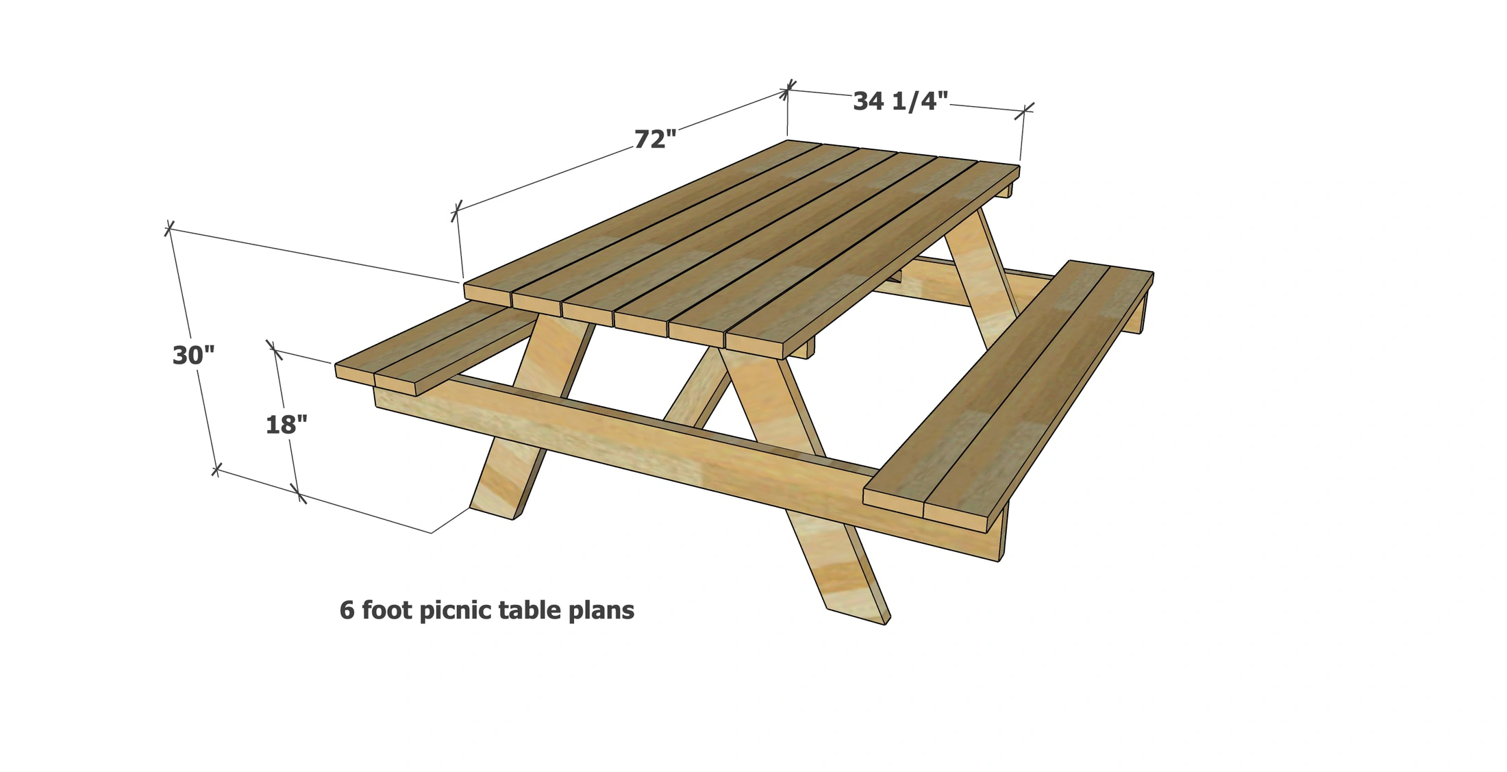 Easiest to Build Picnic Table Plans with Free PDF dimension diagram 1