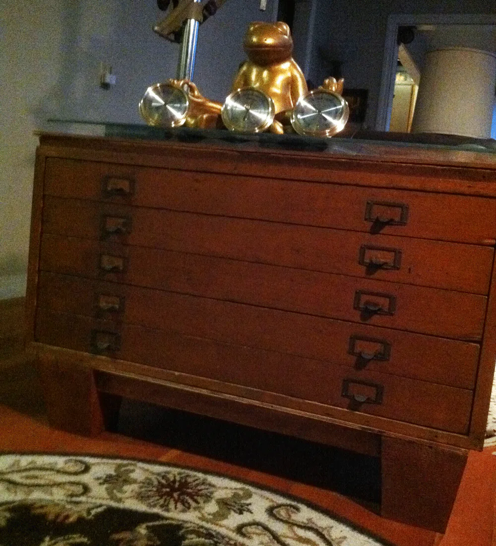 East Fork Map Cabinet / Occasional Table with Safety Glass Top