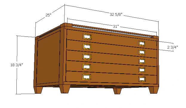 East Fork Map Cabinet / Occasional Table with Safety Glass Top dimension diagram 1