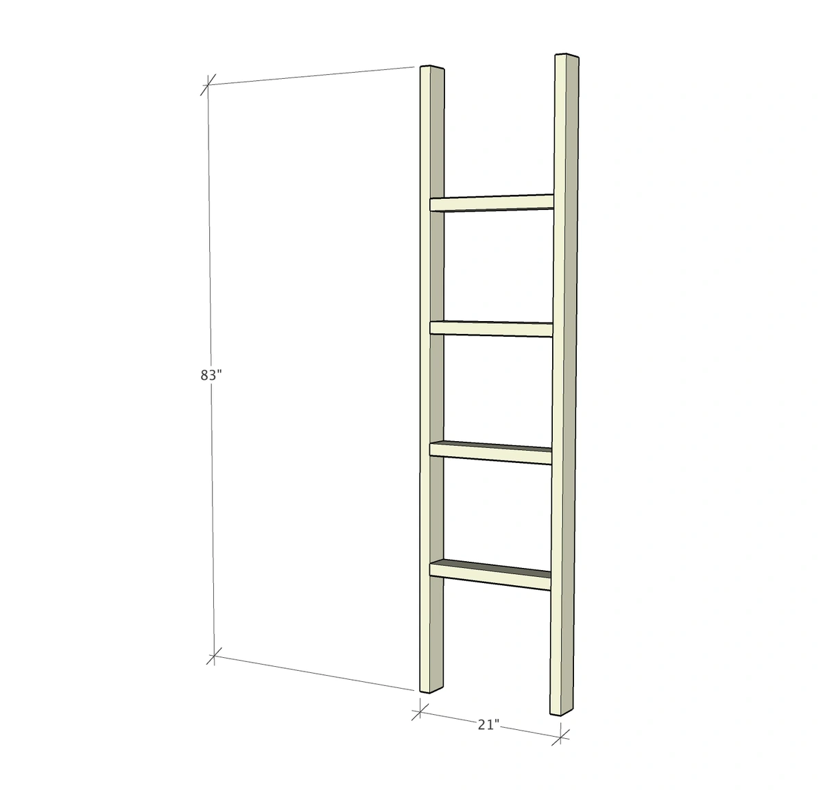 EASY Blanket Ladder from 2x4 Lumber! dimension diagram 1