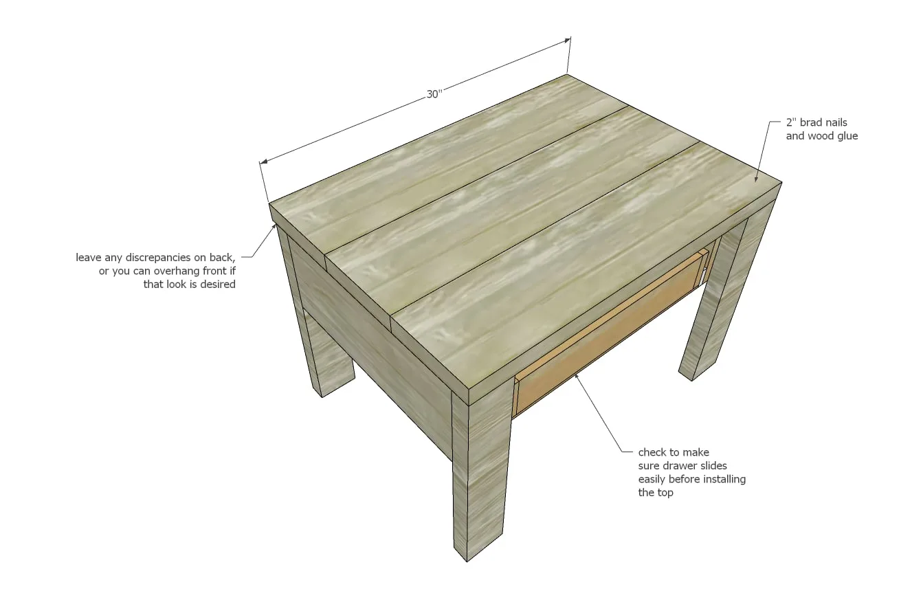Easy Build End Table or Nightstand with Drawer, step 6