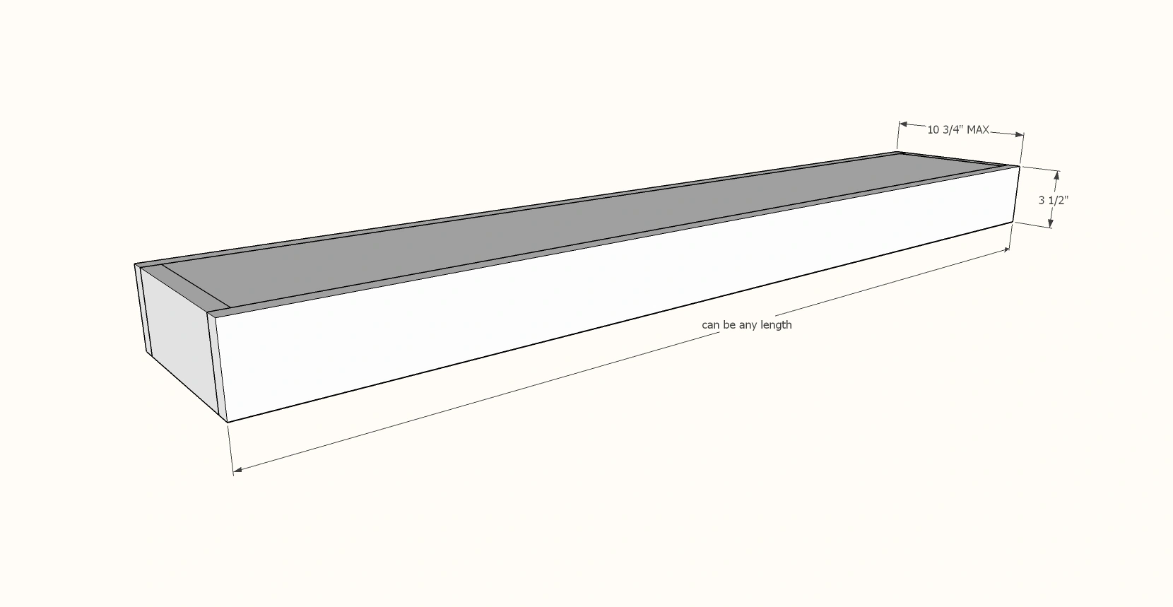 Easy to Build Floating Shelves dimension diagram 1