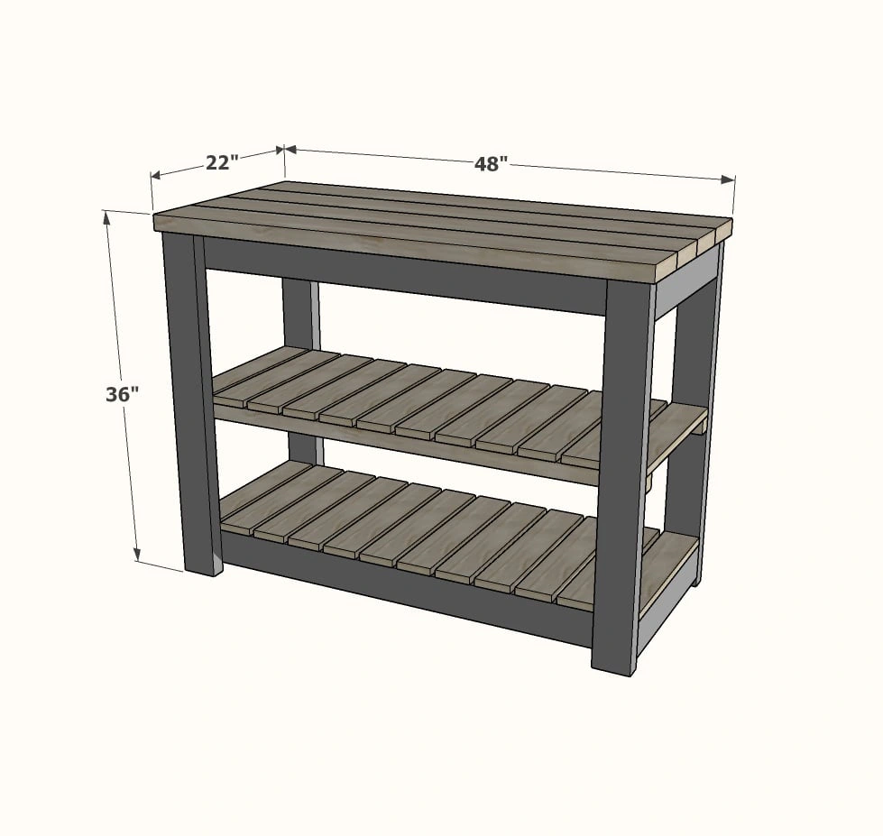 Easy Kitchen Island dimension diagram 1