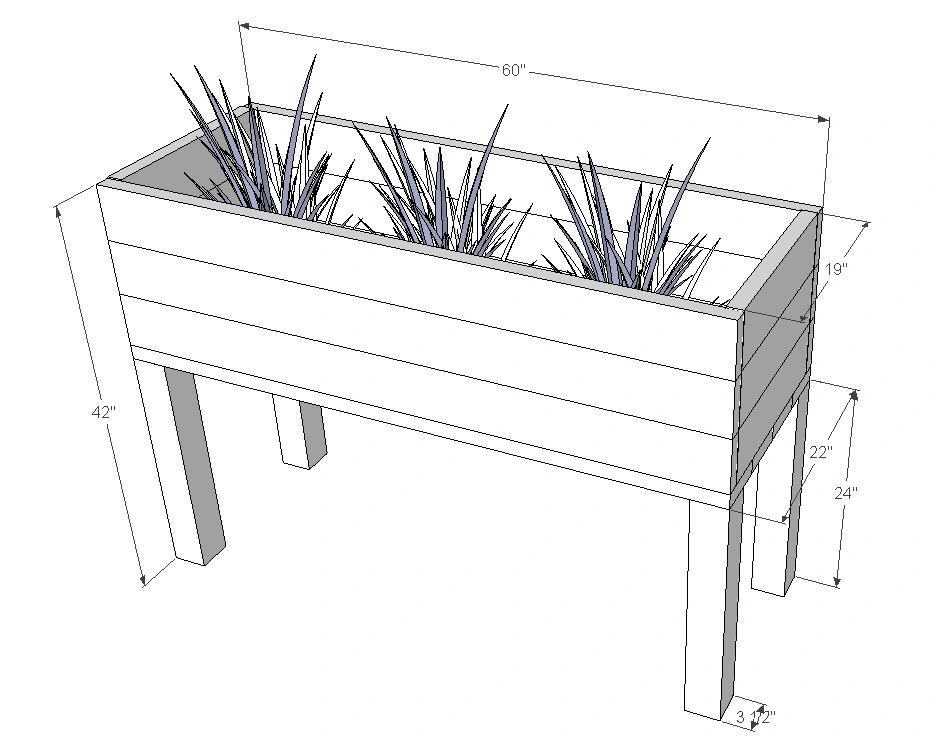 Elevated Planter Box dimension diagram 1