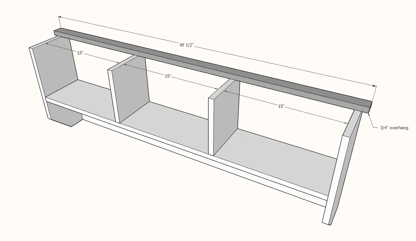 Entryway Bench and Storage Shelf with Hooks, step 12