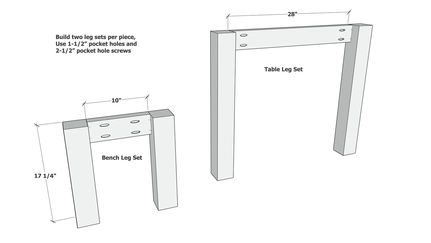 Essential Modern Outdoor Dining Table and Bench Set, step 1