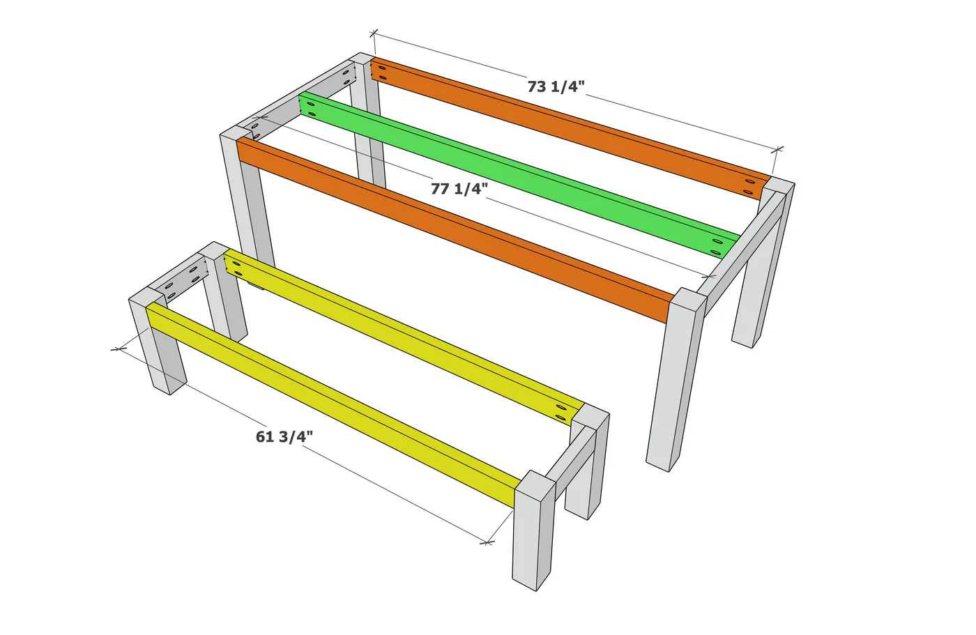 Essential Modern Outdoor Dining Table and Bench Set, step 3
