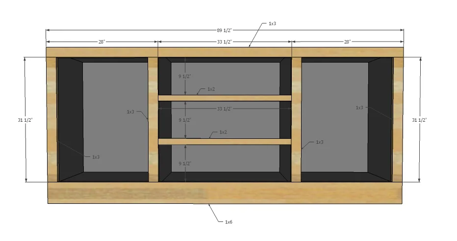 Extra Long Buffet Cabinet with Drawers, step 3