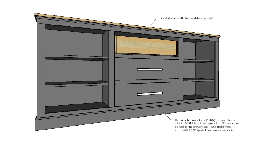 Extra Long Buffet Cabinet with Drawers, step 8