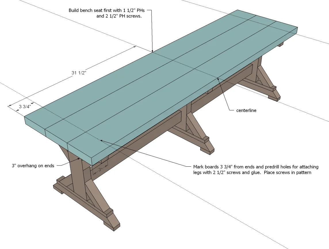 Fancy X Farmhouse Bench, step 3