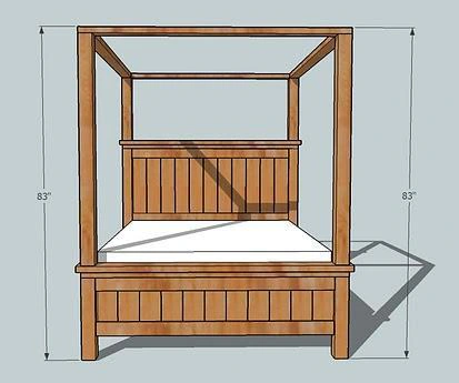 Farmhouse Bed Canopy Modification (All Bed Sizes) dimension diagram 1