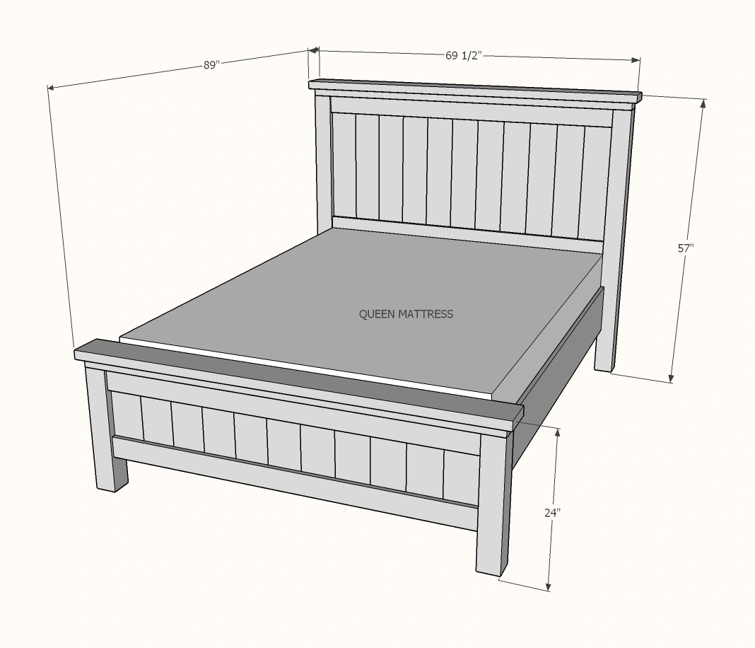Farmhouse Bed dimension diagram 1