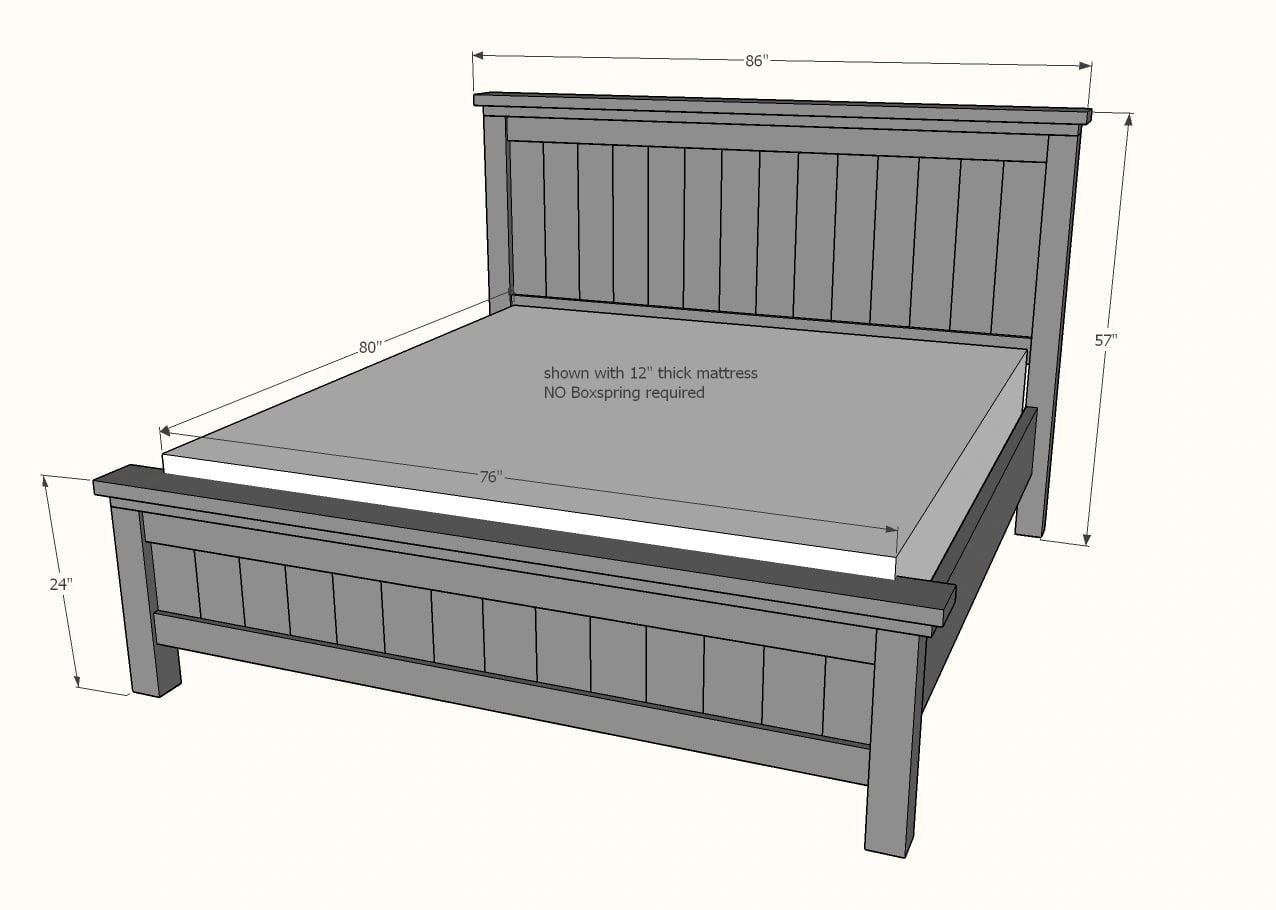 Farmhouse Bed dimension diagram 1