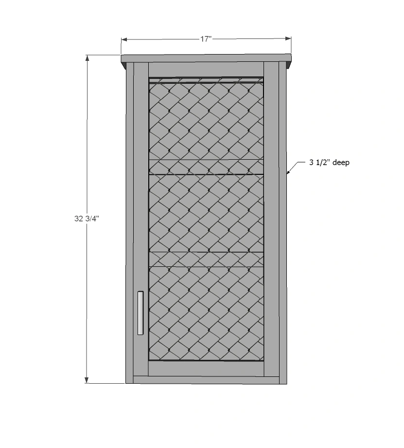 Farmhouse Jewelry Wall Cabinet dimension diagram 1