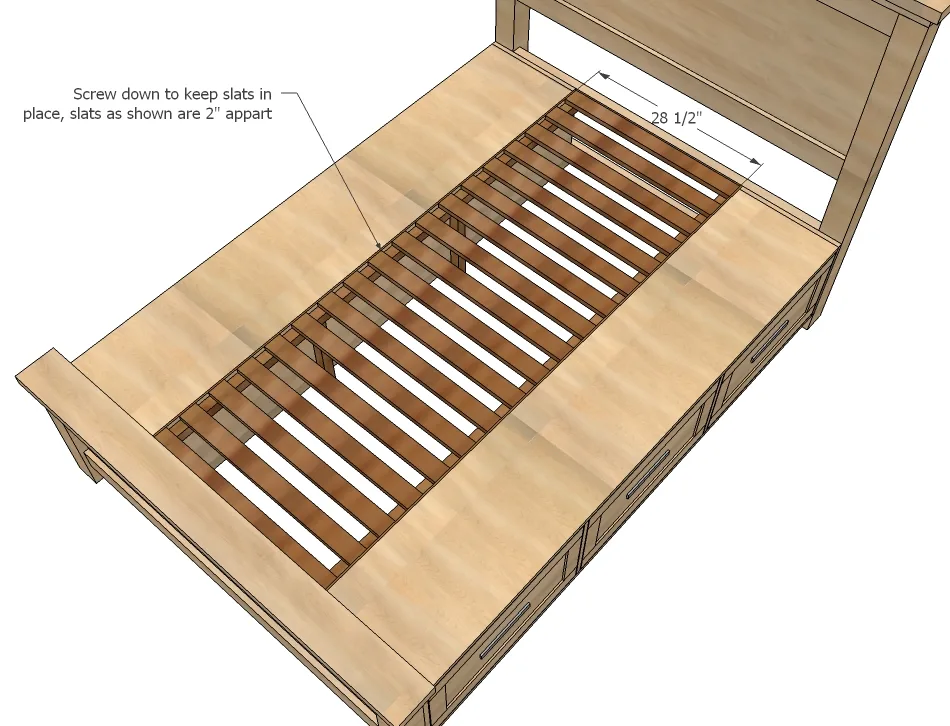 Farmhouse Storage Bed with Drawers (Twin and Full), step 11