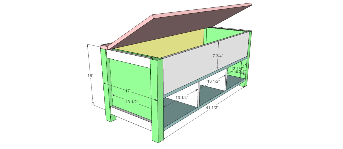 Flip Top Storage Bench with Cubbies, step 9