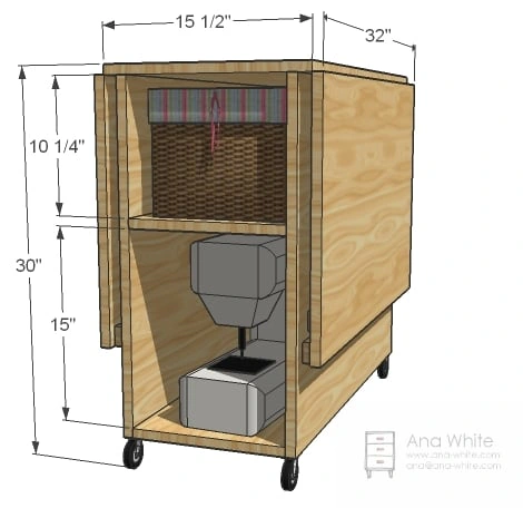 Folding Sewing Table dimension diagram 1