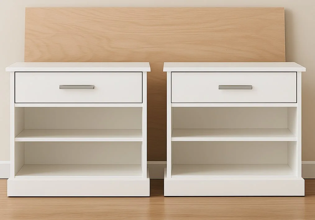 Frameless Nightstands with Drawers and Shelves