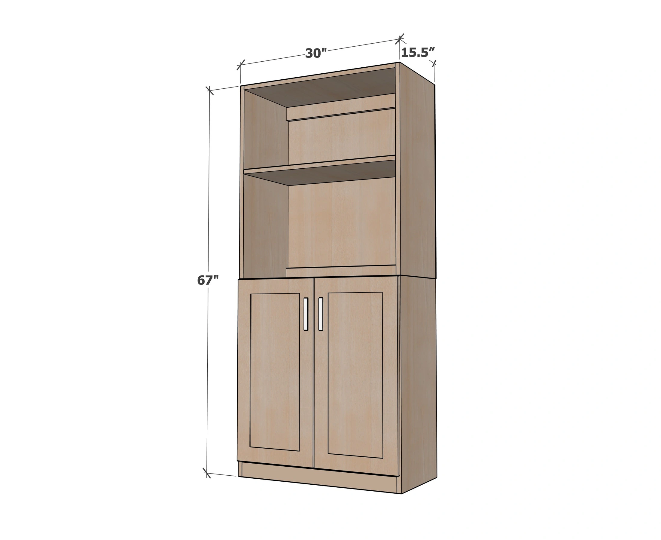 Plans: DIY Bathroom Tall Boy Cabinet dimension diagram 1