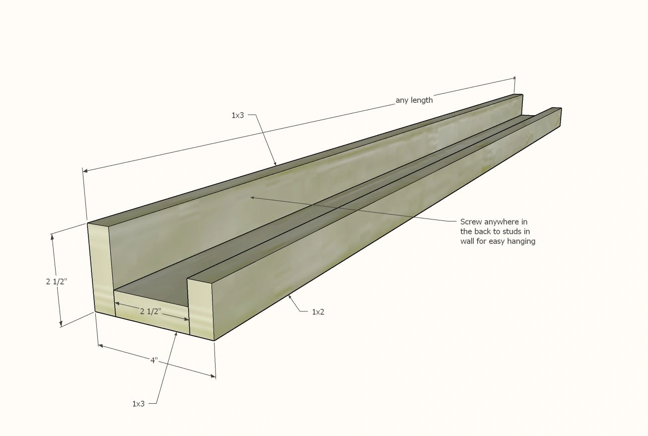 Gallery Ledge Shelves dimension diagram 1