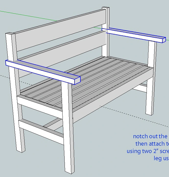 Garden Bench dimension diagram 1