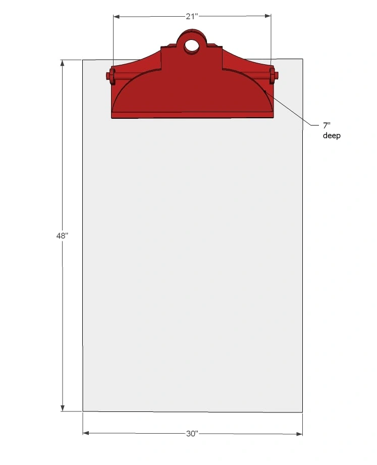 Giant Clipboard Wall Easel Chalkboard dimension diagram 1