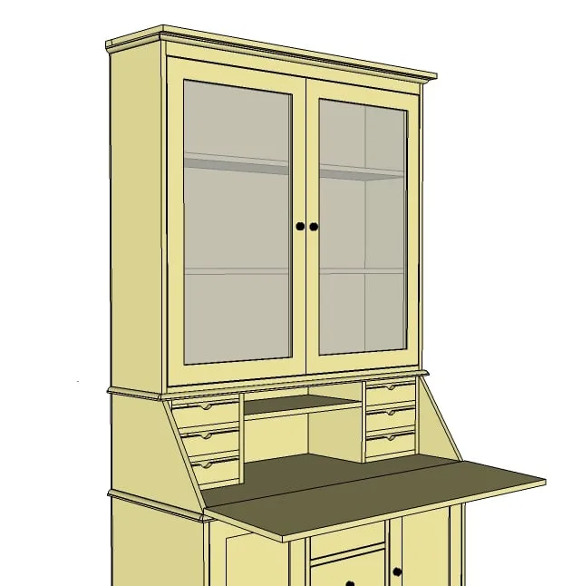 Grant Secretary Top Hutch with Doors