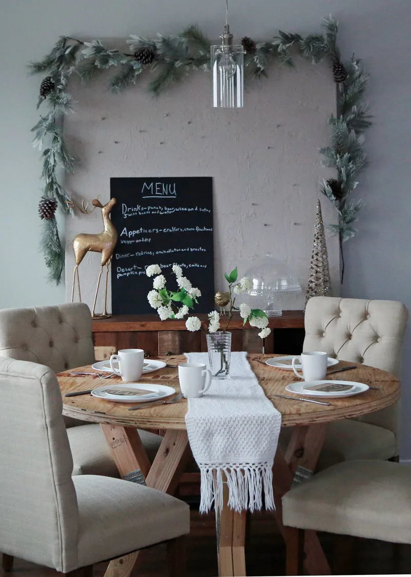 Holiday Tablescape DIY Linen Pinboard