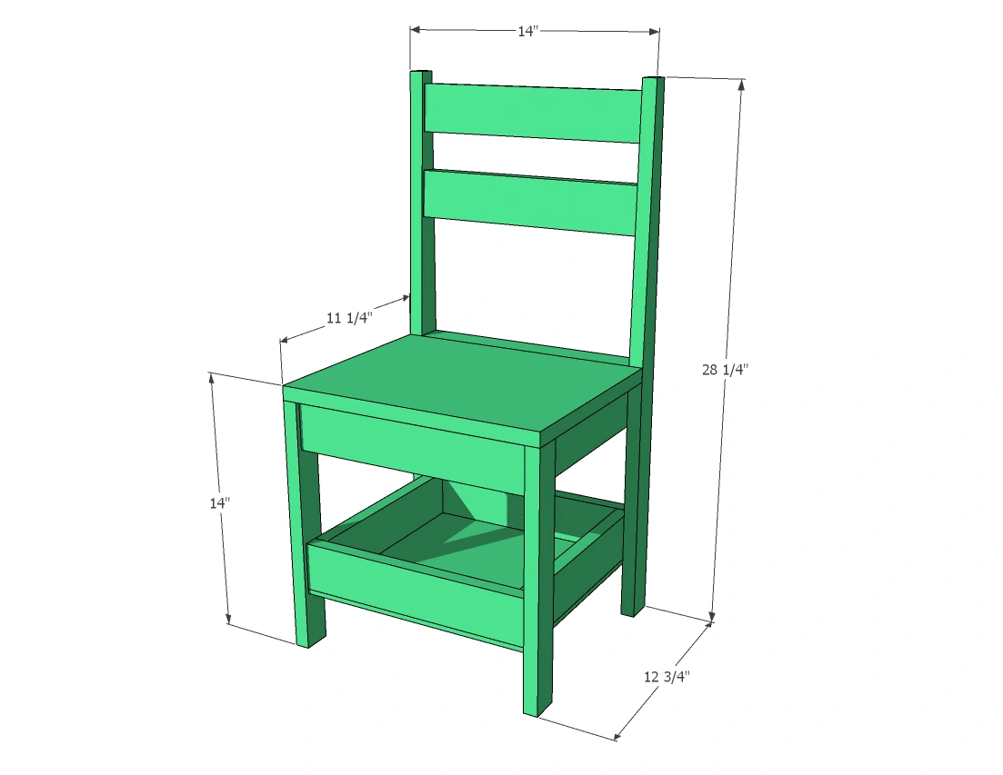 Kids Chair with Storage Base dimension diagram 1
