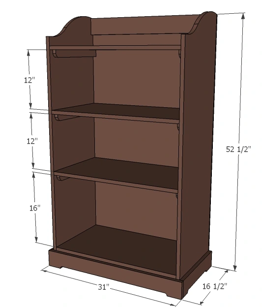 Kids Storage Bookshelf dimension diagram 1