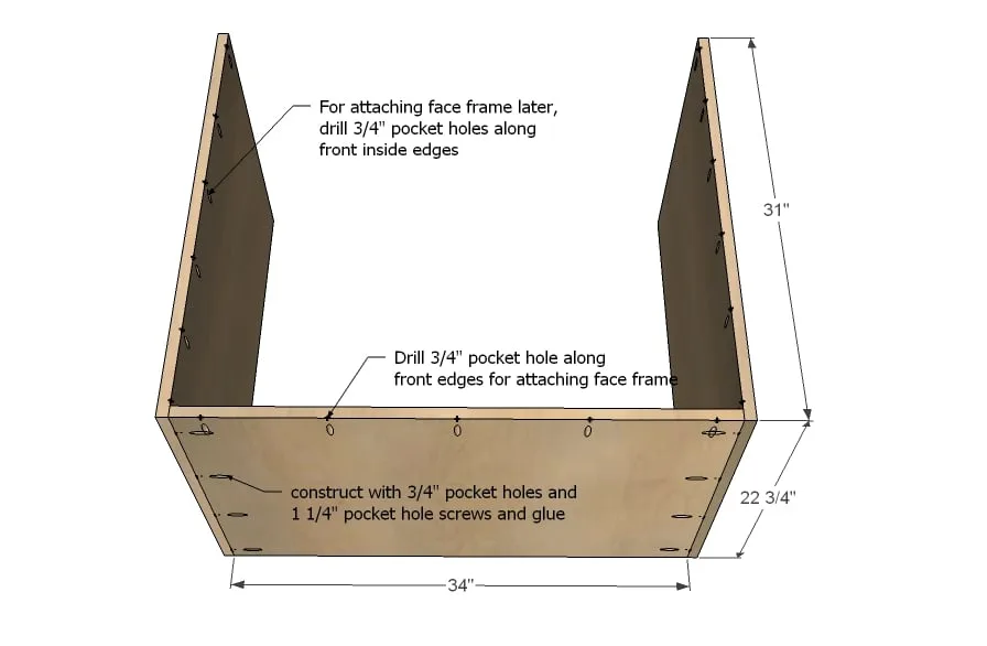 Kitchen Cabinet Sink Base 36 Full Overlay Face Frame, step 2